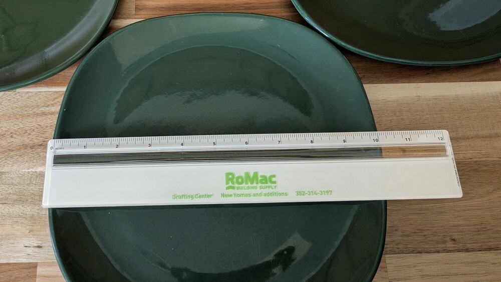 Set of 4 Dark Hunter Green 11" Square / Squircle Ceramic Dinner Plates